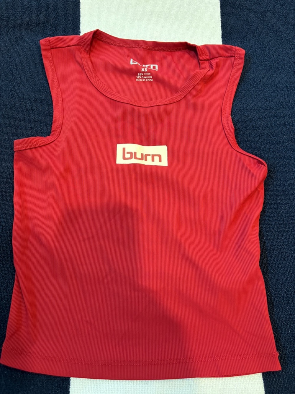 burn Red Ribbed Tank Top - Women